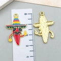 Chili pepper alloy charm with red enamel and mustache detail for DIY jewelry making - Hat Mustache Chili (23099)