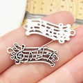 Antiek zilveren muzieknoot hangers voor DIY sieraden maken en ketting knutselen - 28x12mm Antiek Zilveren Rechthoek Noot