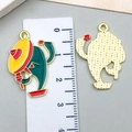 Enamel cactus charm with sombrero for DIY jewelry making, front and back view details - Hat Cool Chili (23100)
