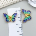 Ciondolo a farfalla in oro con smalto blu e verde e scala graduata per misurare la taglia - 1 Pezzo / Farfalla Oro Smalto Blu Verde