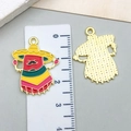 Cartoon Mexican chili pendant with sombrero and colorful poncho for DIY jewelry making - Hat Happy Chili (23101)