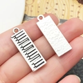 Vintage zilveren piano toetsenbord rechthoekige hangers voor DIY sieraden maken - 30x10mm Antiek Zilveren Instrument Piano