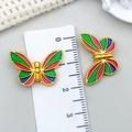 Ciondolo a farfalla in oro sabbia con ali in smalto colorato per creazione di gioielli - 1 Pezzo / Farfalla Oro Smalto Multicolore Verde Rosso