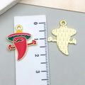 Mexican style red chili pepper charm with mustache and colorful hat in enamel alloy - Mustache Chili (23104)