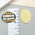 Cinco de Mayo enamel pendant charms for DIY jewelry with dialog box design and gold plating - Cinco De Mayo Sign (23106)