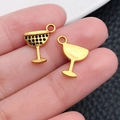 Golden cocktail glass charms in two designs for DIY jewelry making accessories - Wine Glass Style