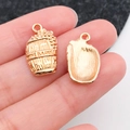 Golden wine barrel pendant with wine barrel text and grape relief for DIY jewelry - Wine Barrel (20815)