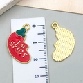 Chili pepper enamel pendant featuring I'M SPICY slogan for DIY jewelry making - I'm Spicy Chili (23107)