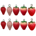 Set of ten resin strawberry charms in five pink shades for DIY jewelry making - Stereo Resin Strawberry Mix (SN1342)