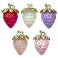 5pcs colorful strawberry pendants with gold leaf caps for DIY jewelry making and charms - Resin Acrylic Big Strawberry Mix (SN1093)