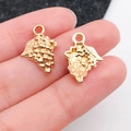 Golden alloy grape pendant for DIY jewelry making with realistic embossed metal textures - Fruit Wine Style (20816)