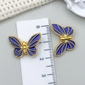 Blauer Emaille Schmetterlingsanhänger in Goldoptik, 1,5cm Breite für Schmuckzubehör - Dunkelblau Emaille Gold Schmetterling