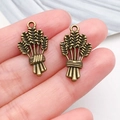 Pair of vintage bronze wheat ear charms for DIY jewelry making and necklaces - Wheat Ear Shape (20774)