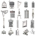 20pcs antique silver school theme alloy charms including backpack, ruler and calculator - Mixed Student Teacher Supplies Series (SN1357)