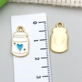 Colgante DIY en forma de frasco con esmalte blanco y corazón azul para joyería - Estilo Biberón Corazón Azul Lago Blanco