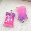 Pink and purple gradient resin candy pendant with Sweet text for DIY jewelry making - Purple Rose Red Gradient Resin Candy (17111)