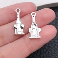 Silver wine bottle and glass pendant charm for DIY jewelry bracelets and necklaces - Bright Silver Wine Goblet (20789)