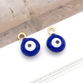 8mm blue enamel evil eye charm pendants with golden rings for DIY jewelry making - Small Round / Blue