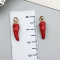 Red enamel chili pendants with gold rings for DIY jewelry necklaces and earrings - 18x5mm Style (23371)
