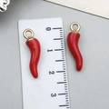 3D red chili enamel pendant with gold loop for DIY jewelry and hair accessories - 22x6mm Style (23372)