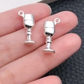Silver wine glass pendant charms in bright alloy finish for DIY jewelry making - Wine Goblet