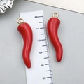 Vibrant red chili pepper charm with gold ring and enamel finish, measuring 4cm in length - 27x8mm Style (23373)