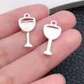 Detailed macro view of a wine glass alloy charm with polished finish for DIY jewelry - Wine Glass Pendant