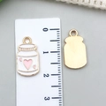 Amuletos de biberón esmaltado con corazones rosas para fabricación de joyas DIY - Biberón Blanco (17708)