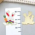 Detail view of colorful Easter bunny alloy pendants with ruler showing 2.2cm size - White Enamel Bunny Style (23169)
