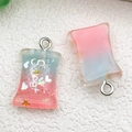 DIY resin candy bag charms in pink and blue gradient finish with glitter and sweet text - Blue Pink Gradient Resin Candy (17110)