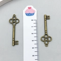 Vintage bronze key pendants showing 4.5cm length measurement on a ruler tool - Key Style (2319) / 1.5cmx4.7cm