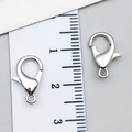 Silver lobster claw clasp with spring mechanism for DIY jewelry 12mm length detail - Antique Silver