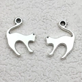 Detail of silver cat-shaped metal charms for DIY jewelry making and necklaces - Kitty (8518) / 1 Piece (13x19mm) / Antique Silver