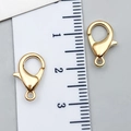 Polished golden alloy lobster clasp jewelry connector measuring 12mm for DIY bracelets - KC Gold