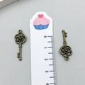 Vintage bronze zinc alloy key charms with rose pattern and 3.2cm size measurement - Flower Head Key Style (854) / 1.1cmx2.7cm