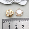 White and gold camellia flower DIY jewelry charm for earrings and accessories - Small Horizontal Hole Camellia Rose (22134) / 1 Piece/Pack (12x12mm) / White with Gold Edge