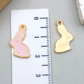 Pink enamel rabbit wreath keychain charm with gold finish and 25mm size reference - Pink Bunny (11892)
