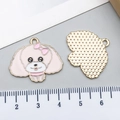 Pink enamel poodle dog charms in alloy metal for DIY jewelry making and keychains - Pink Oil Dripping Poodle