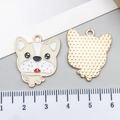 French Bulldog enamel charm pendant with cream and white design in gold-plated alloy - Cream Yellow Oil Dripping Pet Dog