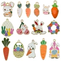 Cartoon Easter bunny and carrot enamel pendants set for DIY jewelry making - Mixed Styles Enamel Easter Bunny & Carrot (SN1223)