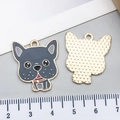 Niedlicher grau-roter Emaille-Charm Bulldogge für DIY-Schmuck mit Rückseitenstruktur - Gray Oil Dripping Black French Bulldog