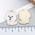 DIY Samojede Emaille Anhänger aus Legierung mit goldener Fassung und weißem Detail - White Oil Dripping Samoyed