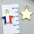 Star-shaped alloy charms with red white and blue enamel for Independence Day jewelry making - Large USA Flag Independence Day Star (23108)