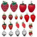 Realistic resin strawberry charms in various designs for DIY jewelry and accessories - Strawberry Mixed Set (SN665)