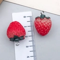 Red strawberry pendant charm in KC gold alloy showing 2.3cm height on scale measurement - Red 3D Resin Strawberry (16390)