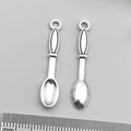 Vintage silver spoon charms for DIY necklaces with measurement ruler display - Large Spoon (8836)