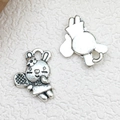 Antique silver alloy rabbit charm pendant with front and back relief details for DIY jewelry - Antique Silver Animal Rabbit (17339)