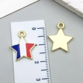 Star-shaped alloy charm with flag enamel finish and gold metal back for DIY jewelry - Small USA Flag Independence Day Star (23114)