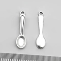 Vintage silver spoon charms for DIY necklaces with detailed metal alloy engraving - Small Spoon (8837)