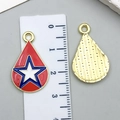 Independence Day teardrop star pendant in red, blue and white enamel finish - USA Flag Independence Day Teardrop Star (23115)
